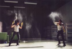 Céline Bonnier et Alexis Martin  dans L’hiver de force,  adaptation et m.e.s. de Lorraine Pintal,  TNM, saison 2001-2002. Photo : ©Yves Renaud 
